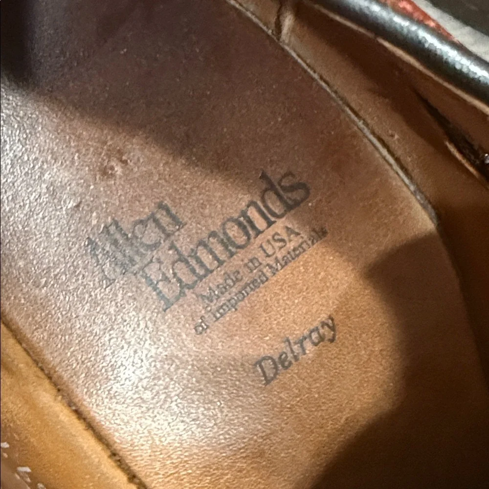 ALLEN EDMONDS Delray Tan‎ Brown Oxfords Sz 9 B Split Toe Mens Dress Shoes USA